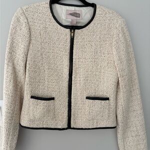 Forever 21 Cream Tweed Blazer with Black Accents